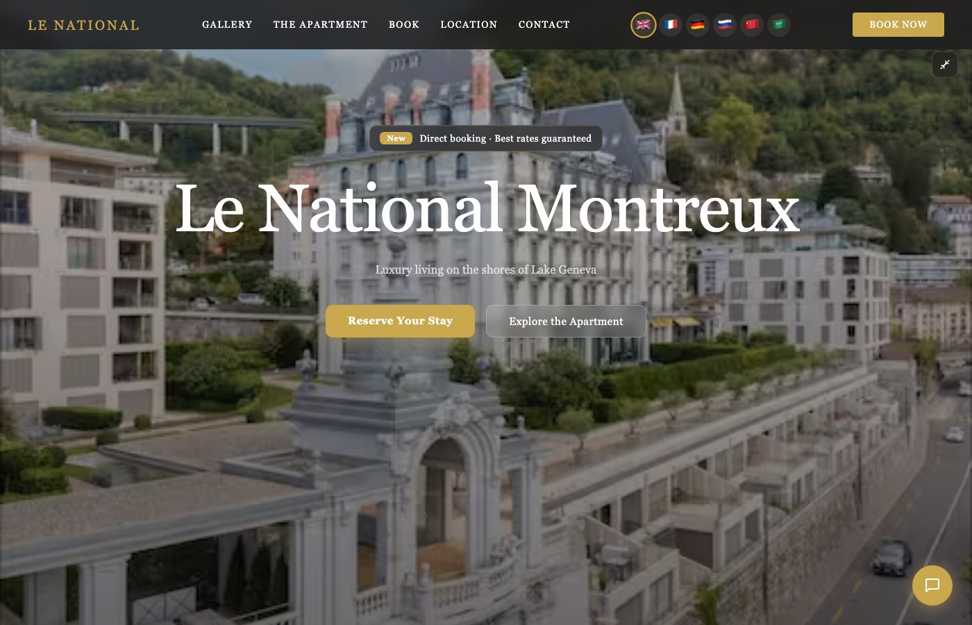Le National Montreux website homepage