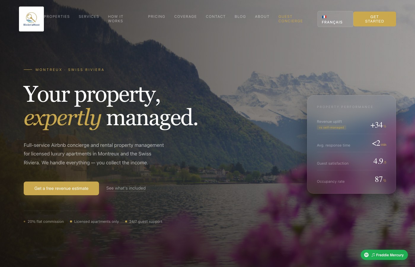 Riviera Host website homepage