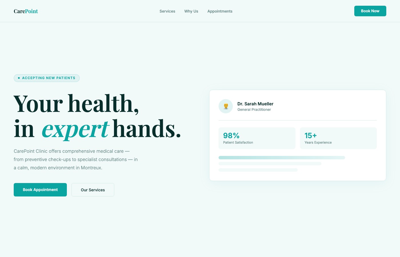 Medical clinic website preview