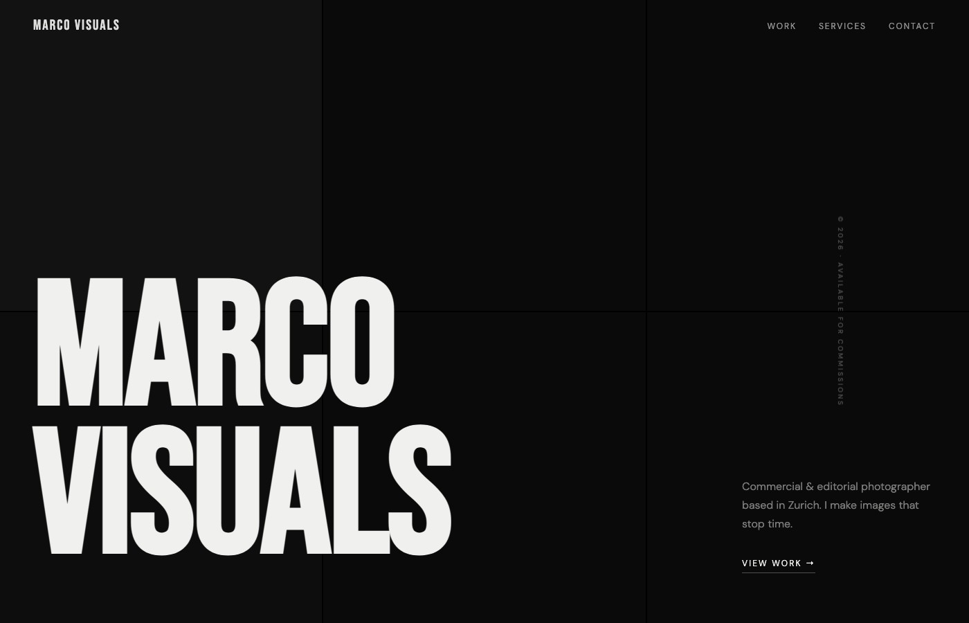 Photography portfolio website preview
