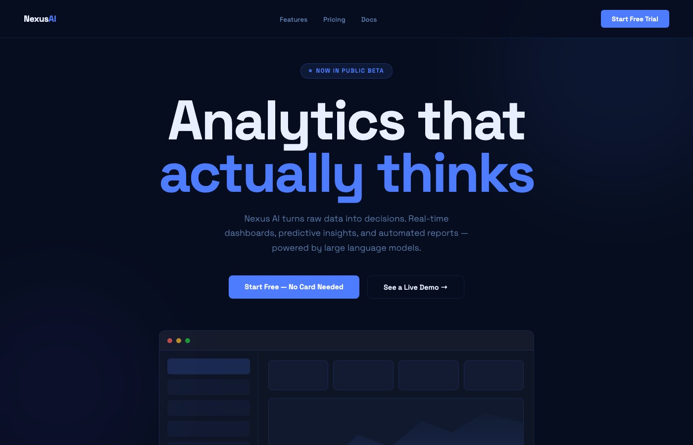 SaaS Dashboard website preview